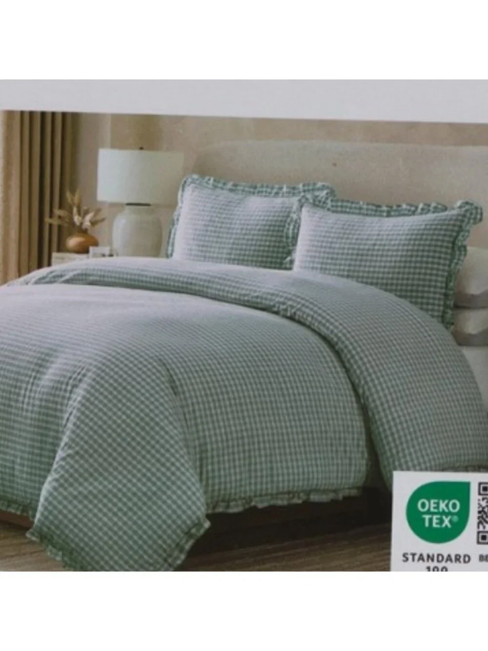 RACHEL ASHWELL Cotton Mini Gingham Seersucker Duvet Cover Set